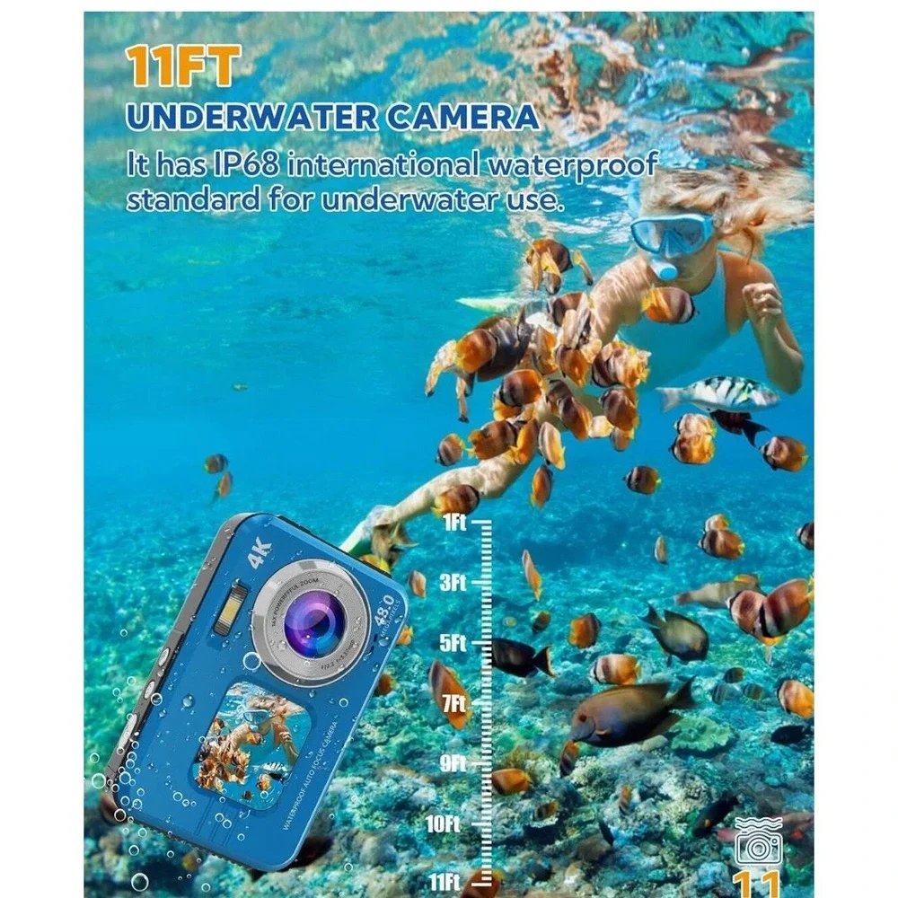Underwater Camera, 4K 48MP Autofocus Waterproof Digital‎ Camera